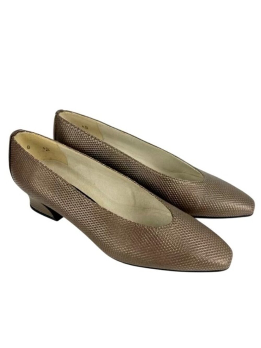 Stuart Weitzman Womens Kitten Heel Pumps Brown Bronze Snake Print size 4.5